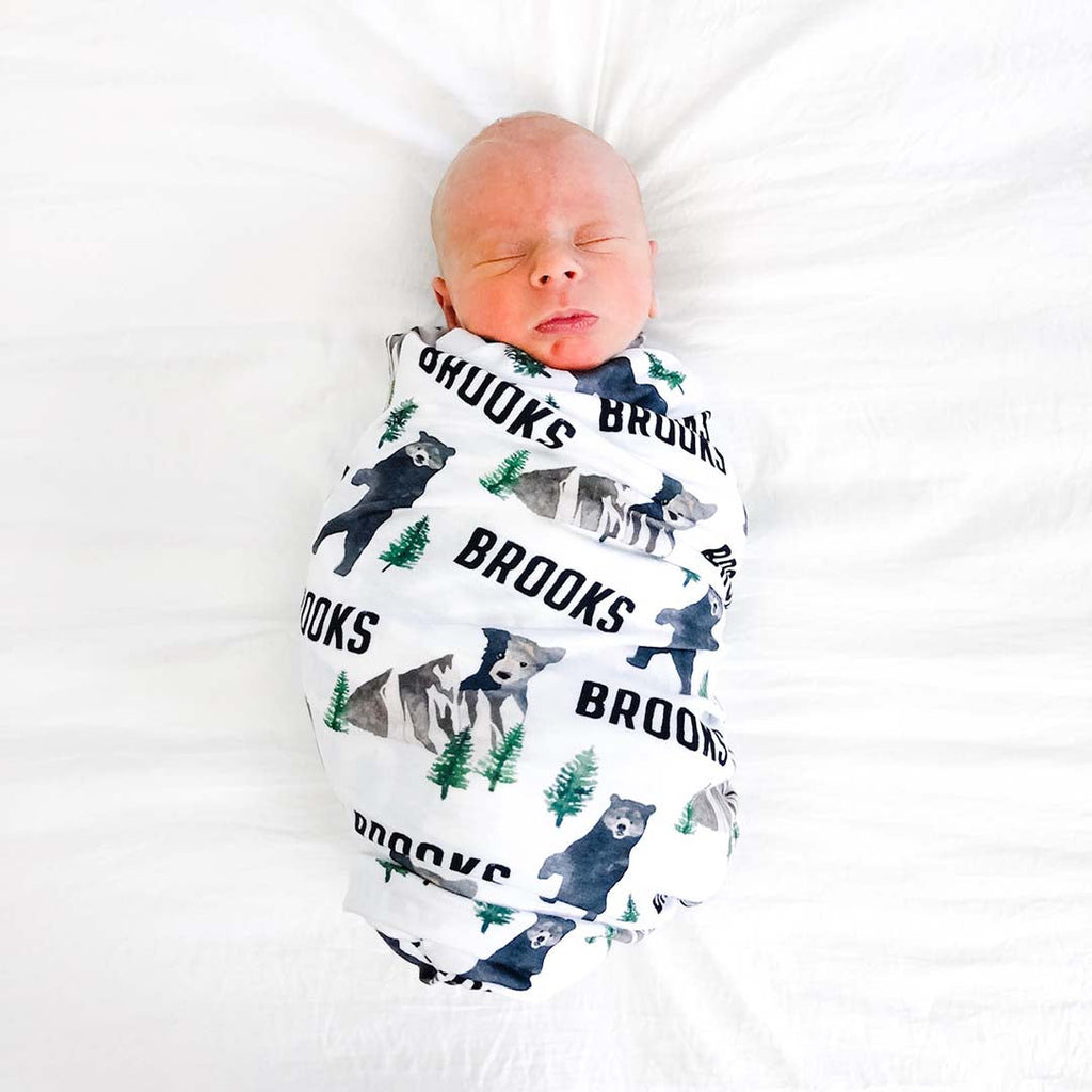 Brody's Bear Personalized Baby Name Swaddle Blanket