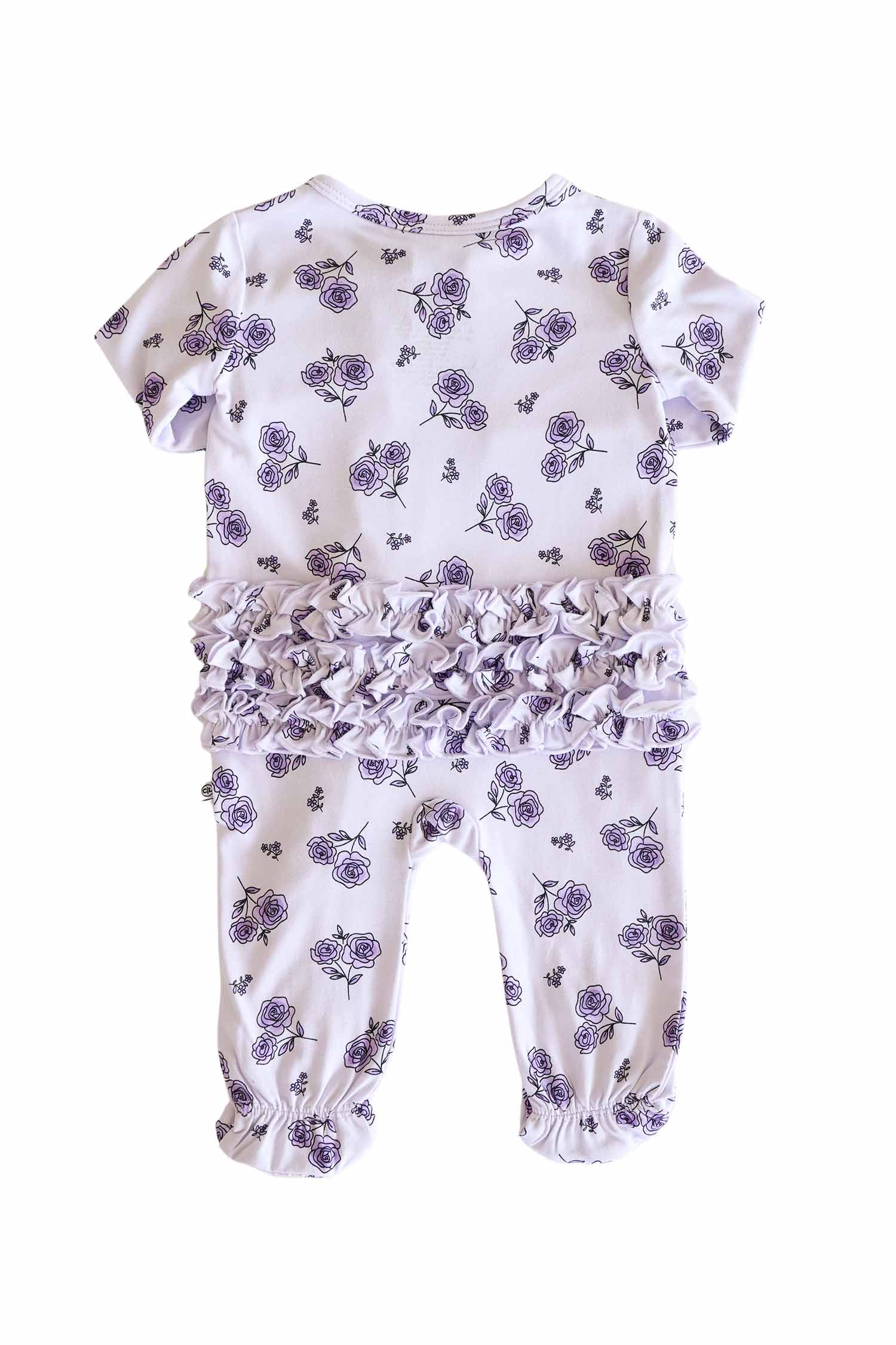 Ruffle Zipper Footie | Amethyst Garden