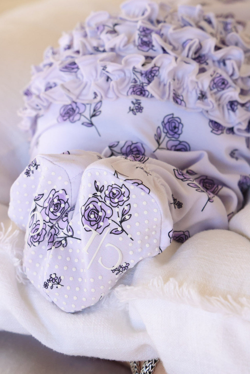 Ruffle Zipper Footie | Amethyst Garden