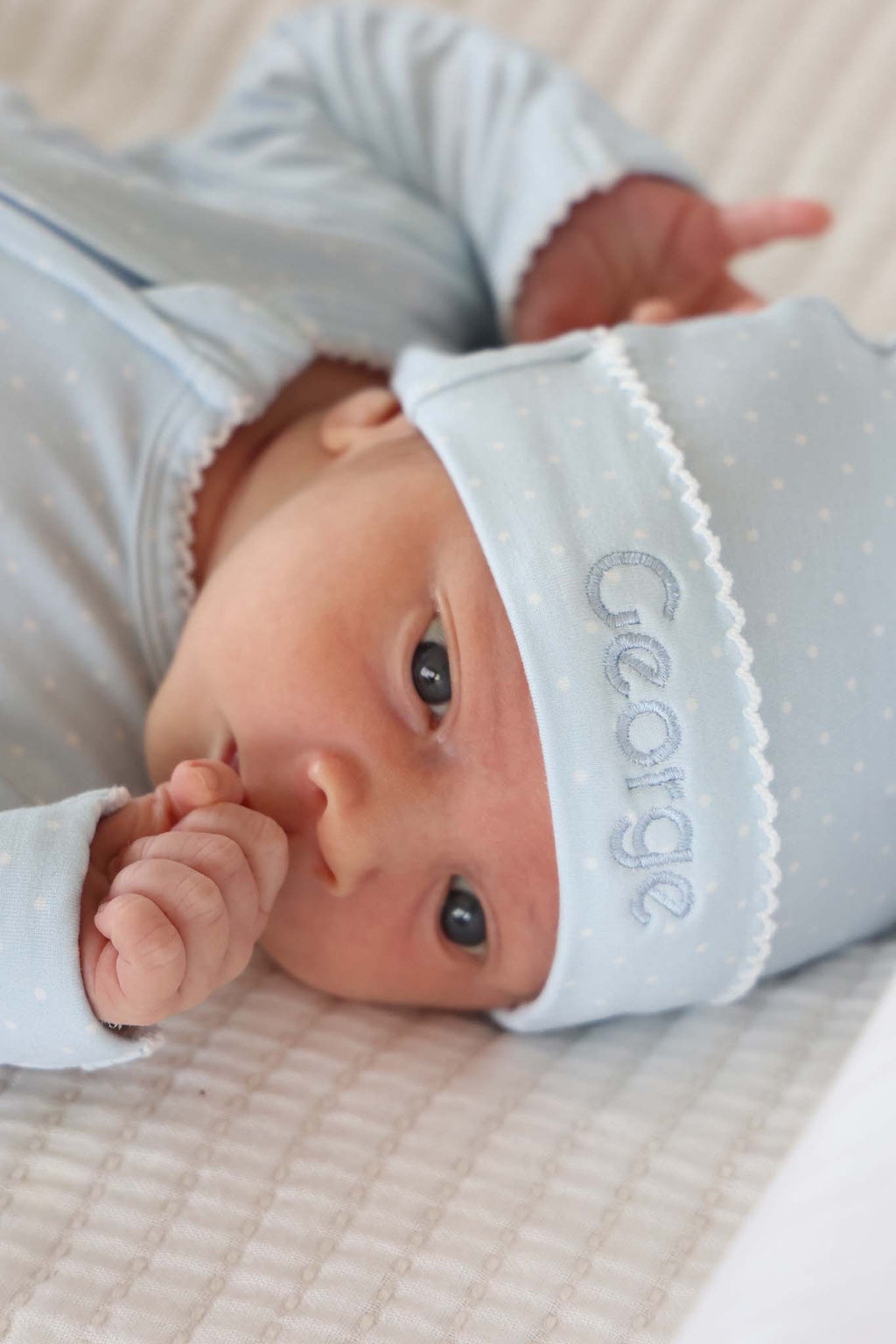 Picot Trim Bamboo Hat | Baby Blue