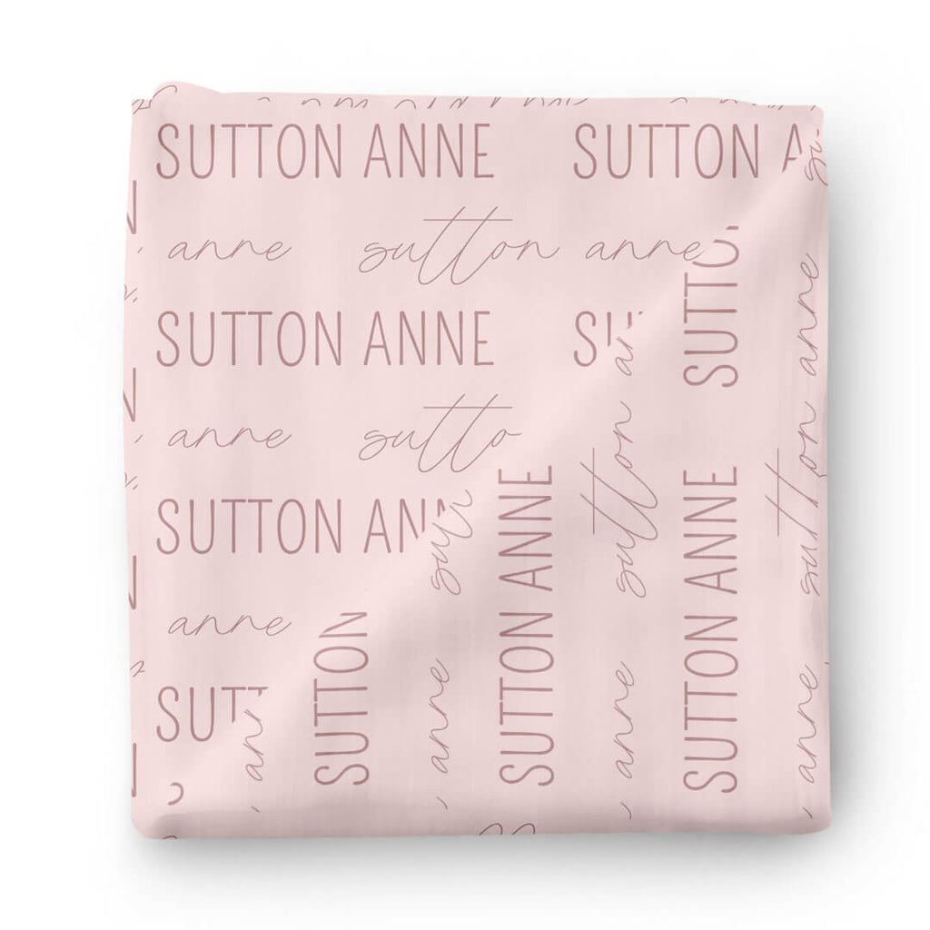 Personalized Blush Baby Name Swaddle Blanket