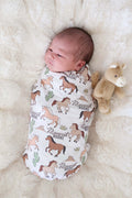 Personalized Swaddle Blanket | Pony Club Neutral