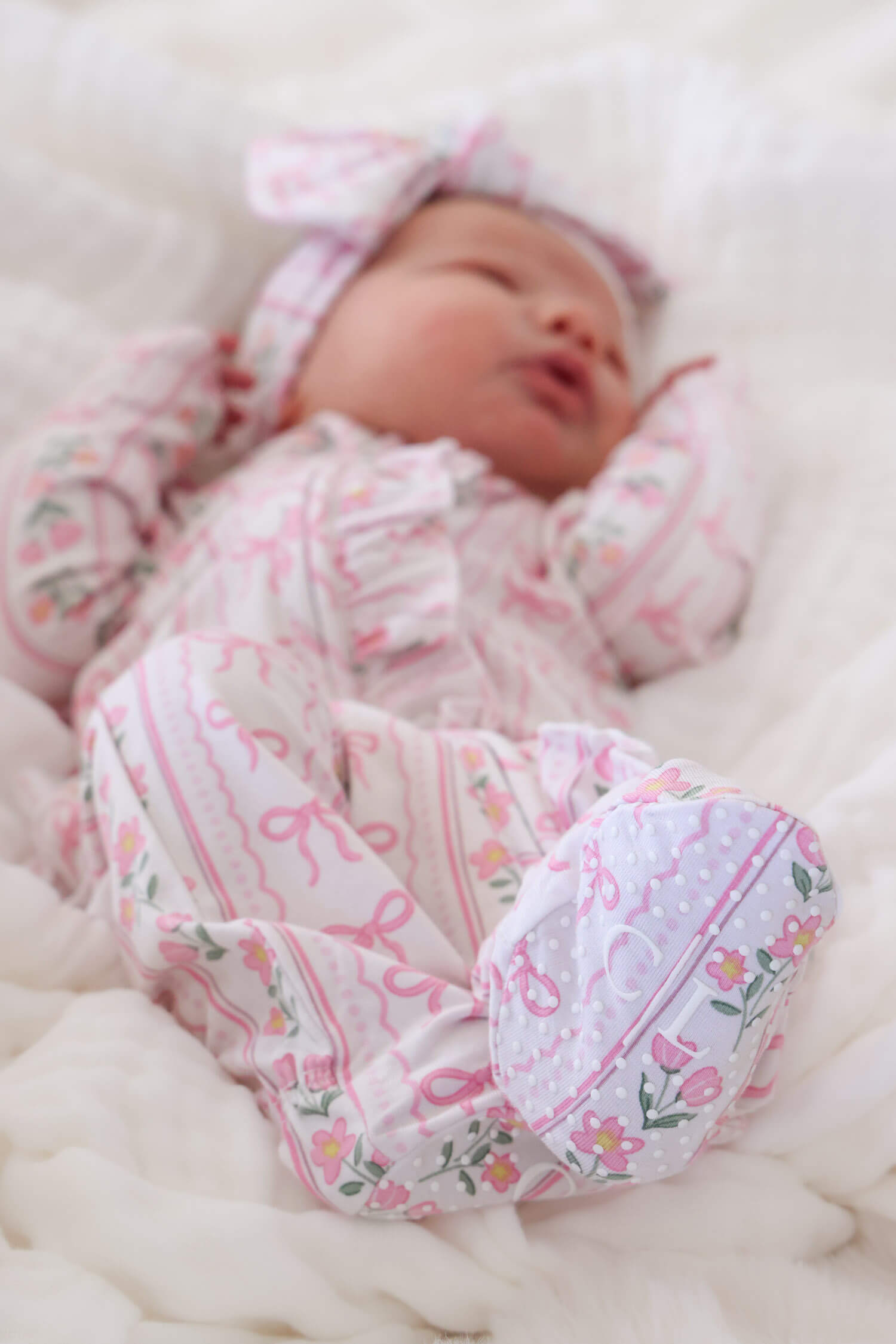 Ruffle Zipper Footie | Coquette Garden