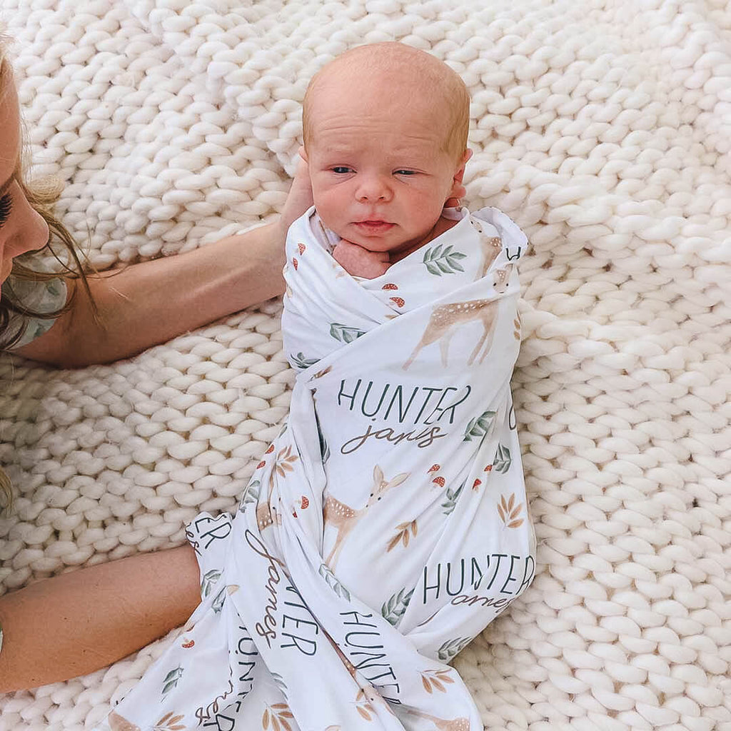 Finley's Fawn Personalized Swaddle Blanket