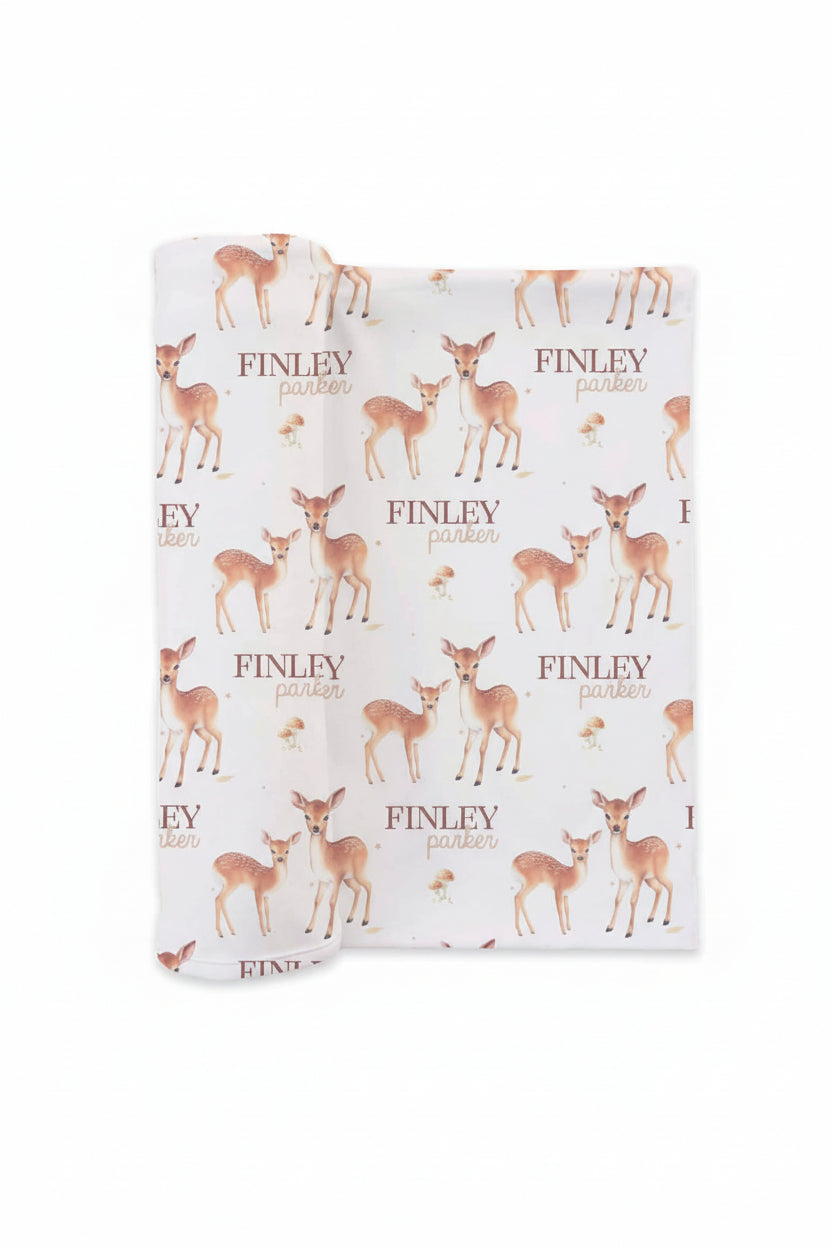 Friendly Fawns Personalized Swaddle Blanket