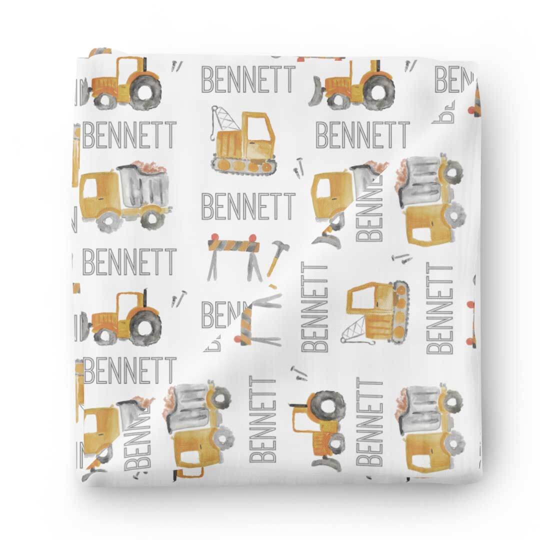 Little Digger Personalized Baby Name Swaddle