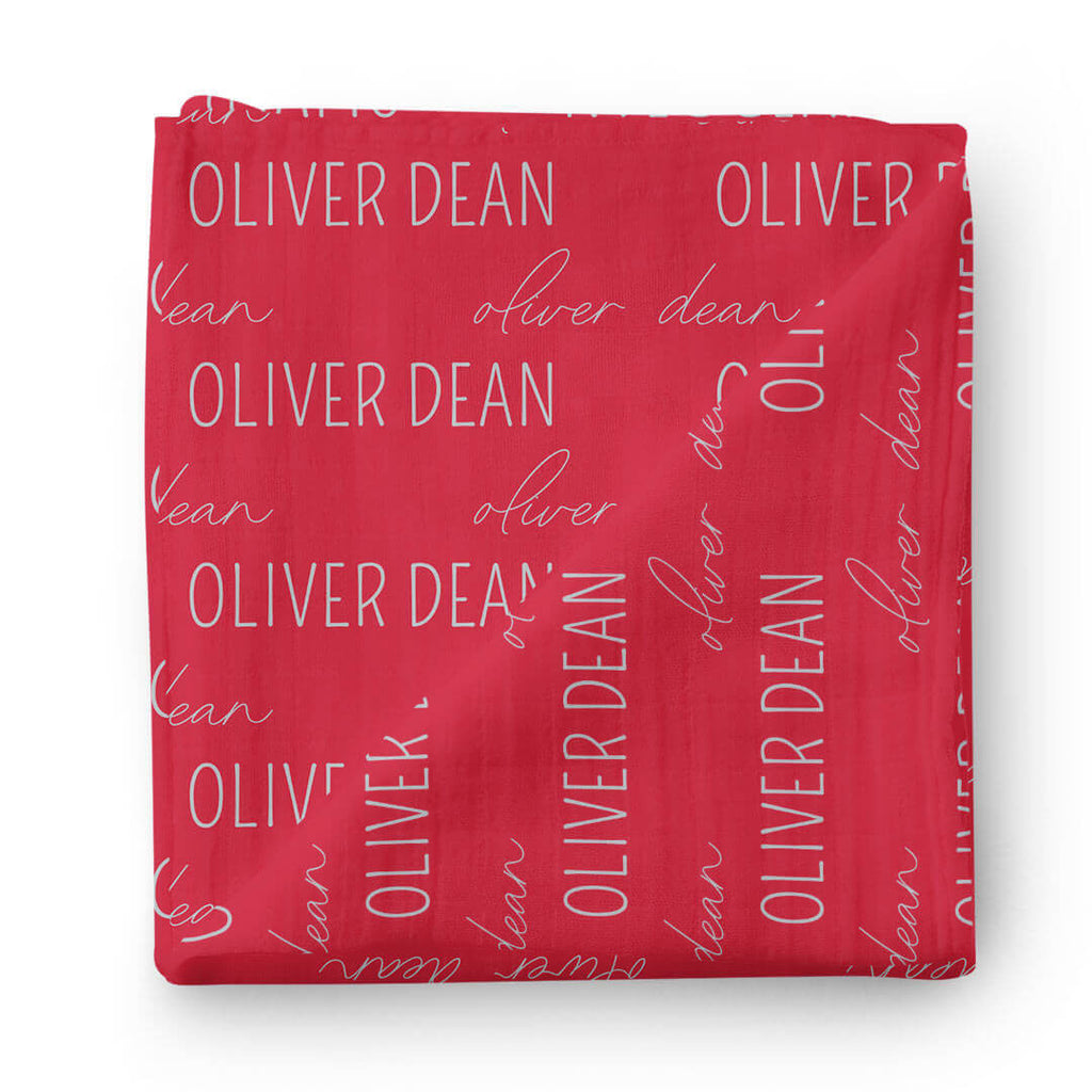 Personalized Scarlet Baby Name Swaddle Blanket - Block & Script