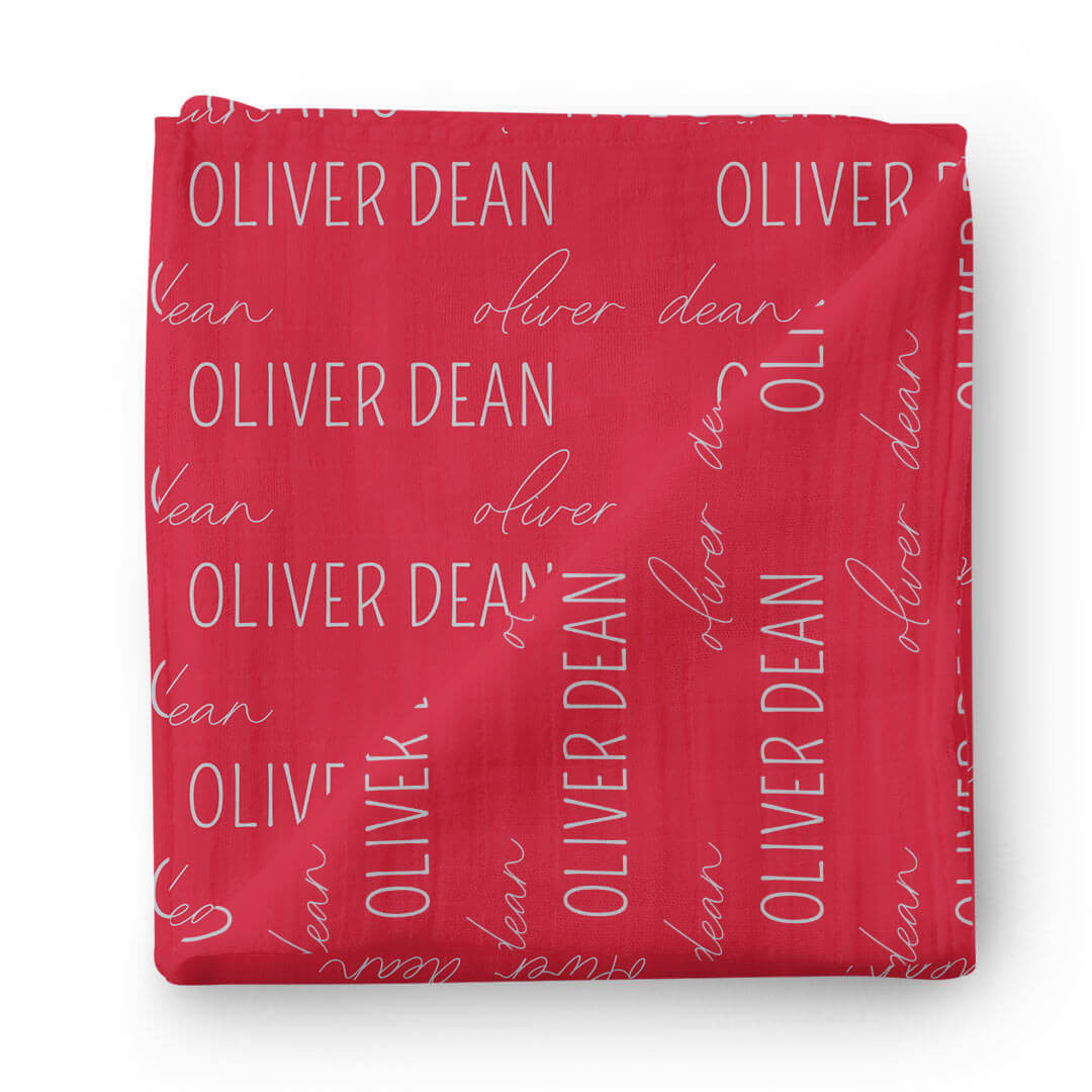 Personalized Scarlet Baby Name Swaddle Blanket - Block & Script