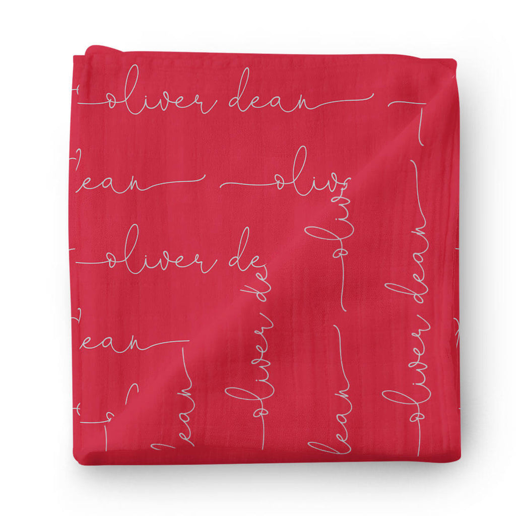 Personalized Scarlet Baby Name Swaddle Blanket - Script Only