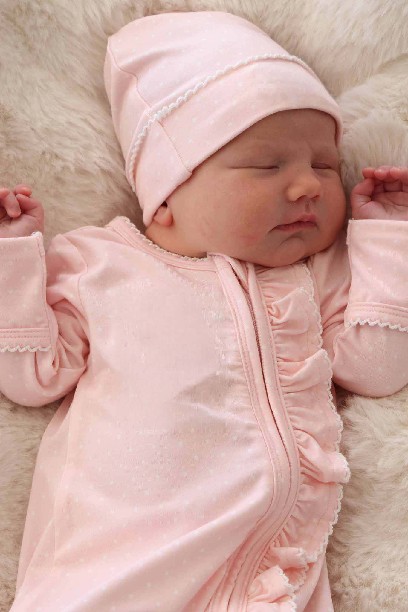 Picot Trim Bamboo Hat | Baby Pink