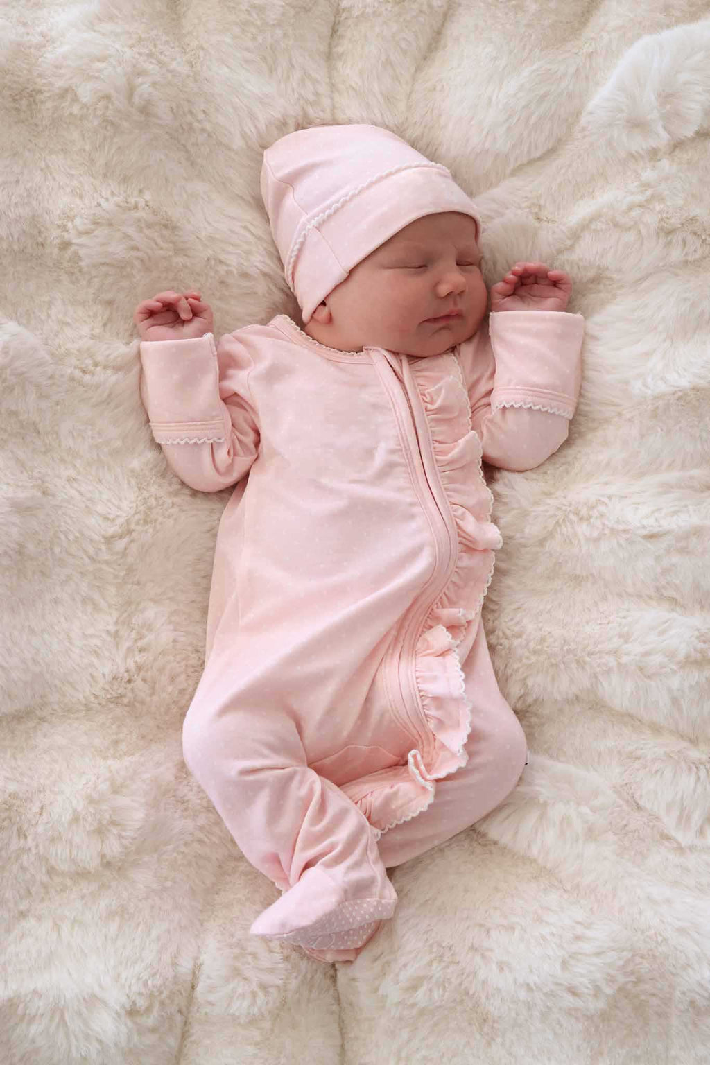 Picot Trim Bamboo Hat | Baby Pink