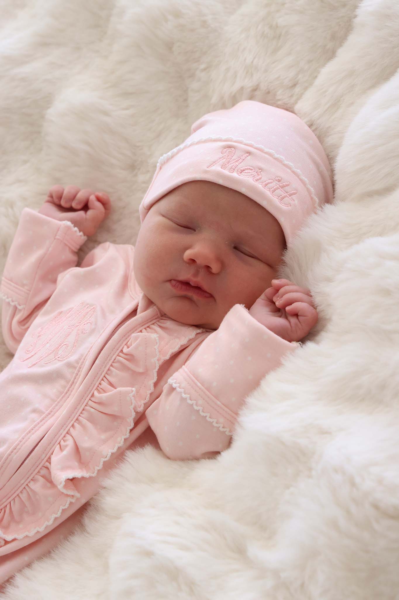 Picot Trim Bamboo Hat | Baby Pink
