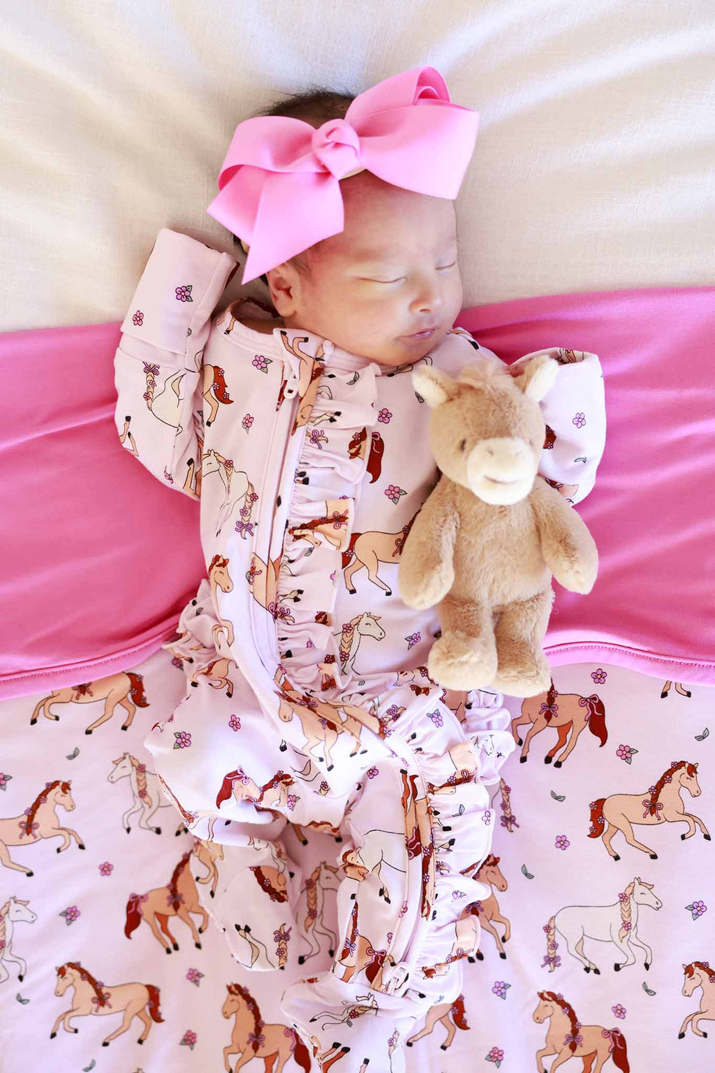 Ruffle Zipper Footie | Pony Club Pink