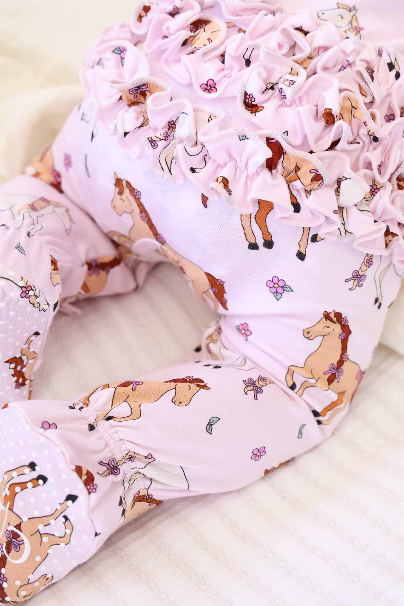 Ruffle Zipper Footie | Pony Club Pink