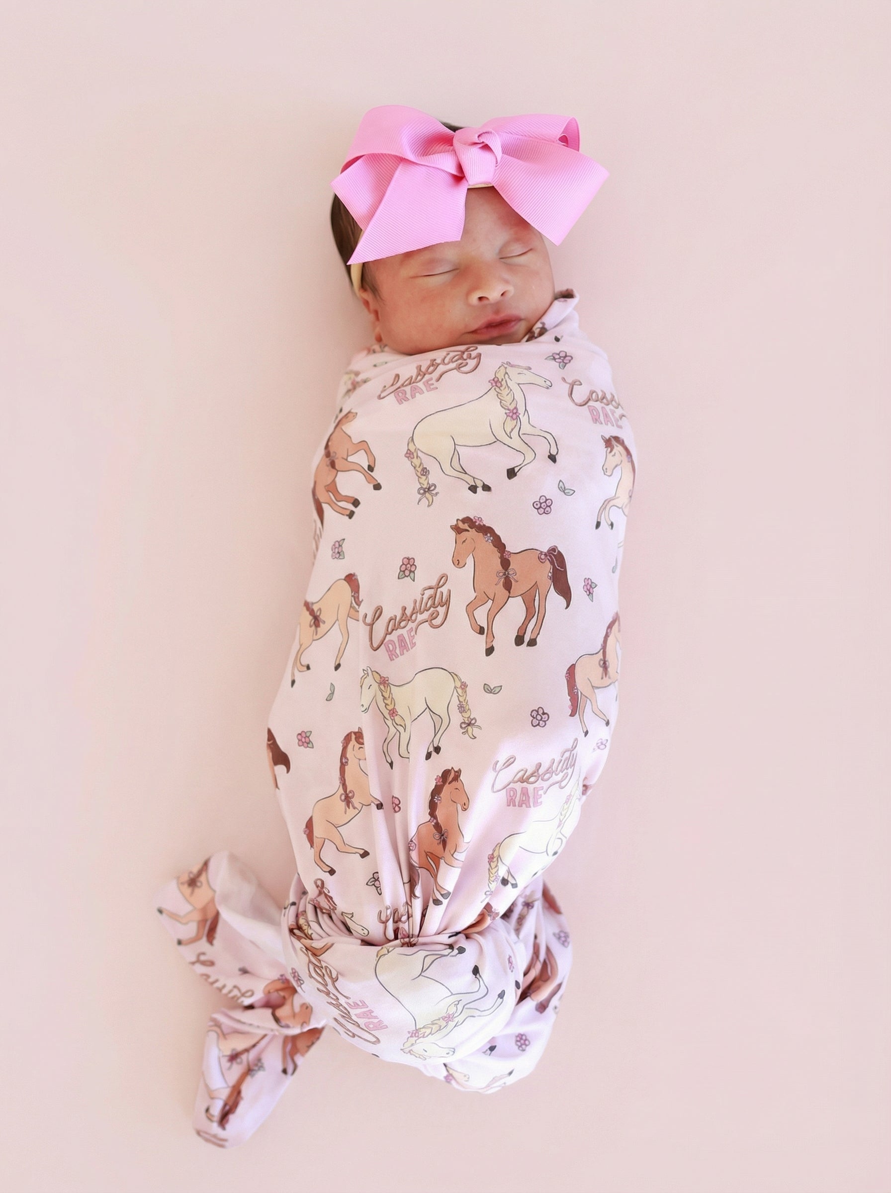 Personalized Swaddle Blanket | Pony Club Pink