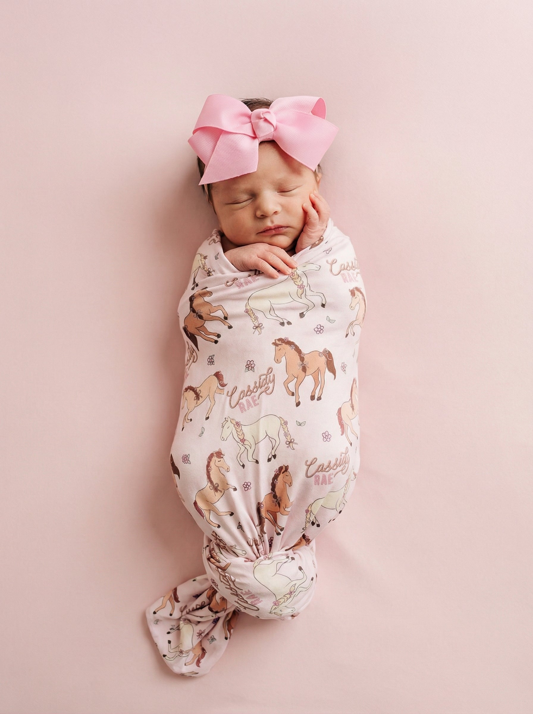 Personalized Swaddle Blanket | Pony Club Pink