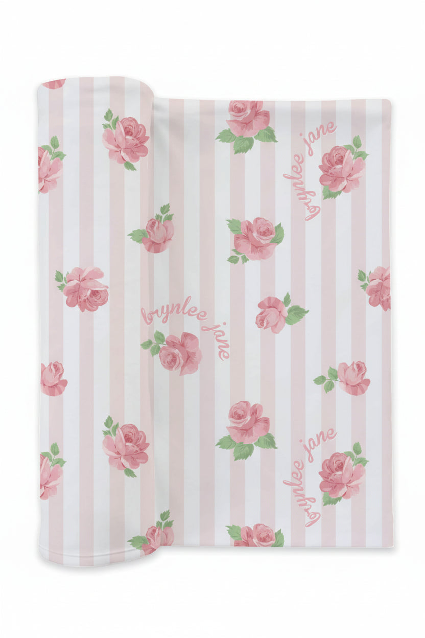 Rosy & Cozy Personalized Swaddle Blanket
