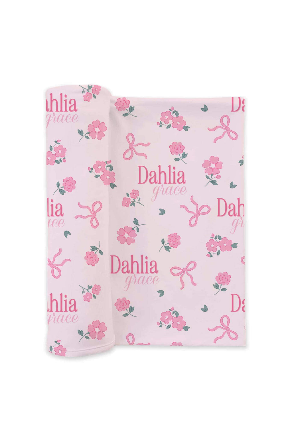 Ribbon & Roses Personalized Swaddle Blanket | Pink