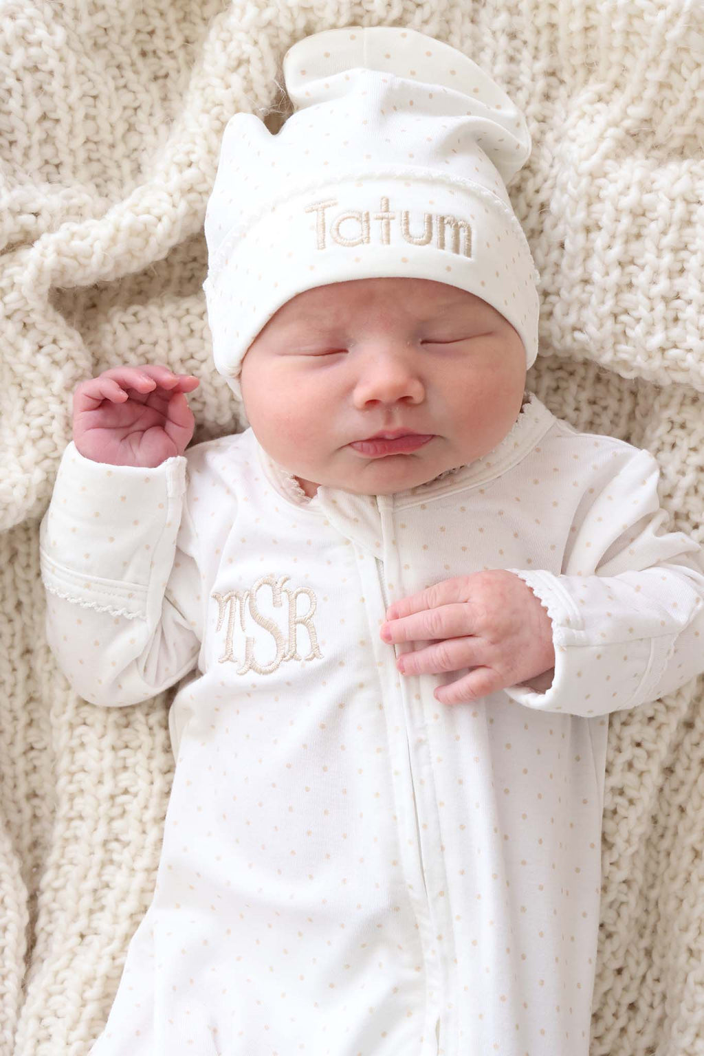 Picot Trim Bamboo Zipper Footie | Baby Taupe