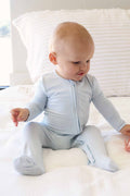Baby Blue Bamboo Zipper Footie