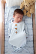 Baby Blue Newborn Baby Knot Gown & Hat Set