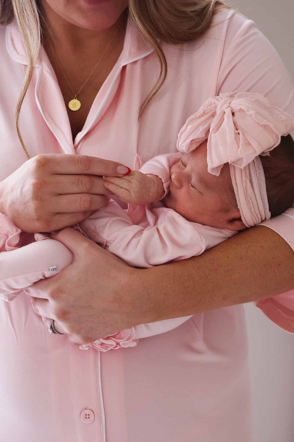 Baby Pink Bamboo Ruffle Zipper Footie