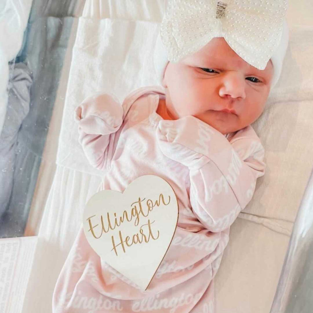 Solid Baby Pink Personalized Newborn Baby Knot Gown
