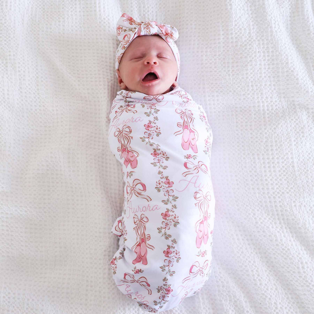 Ballet Blossoms Personalized Swaddle Blanket