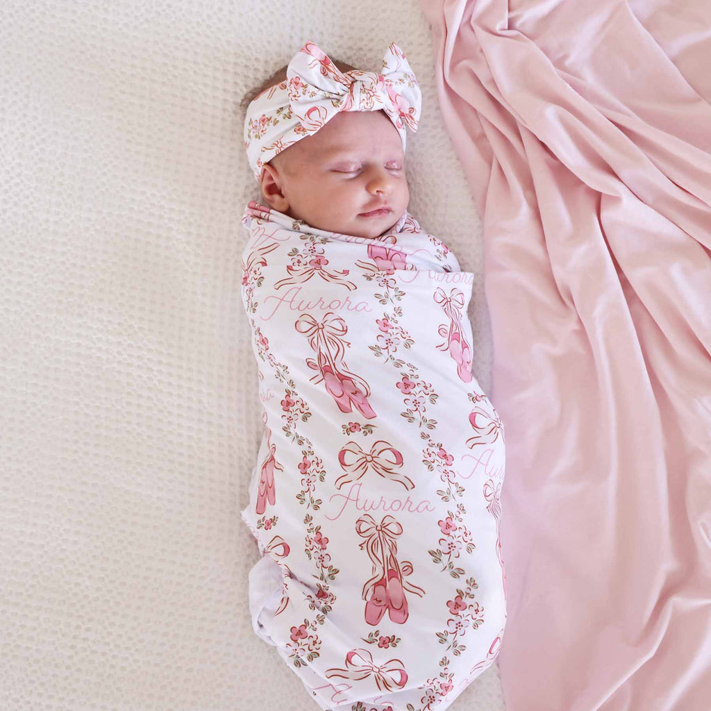Ballet Blossoms Personalized Swaddle Blanket