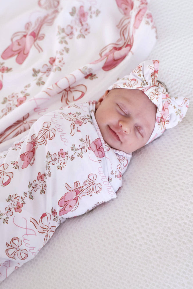 Ballet Blossoms Personalized Swaddle Blanket