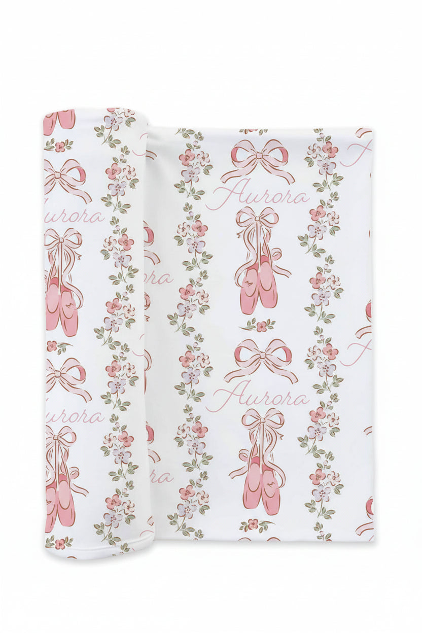 Ballet Blossoms Personalized Swaddle Blanket