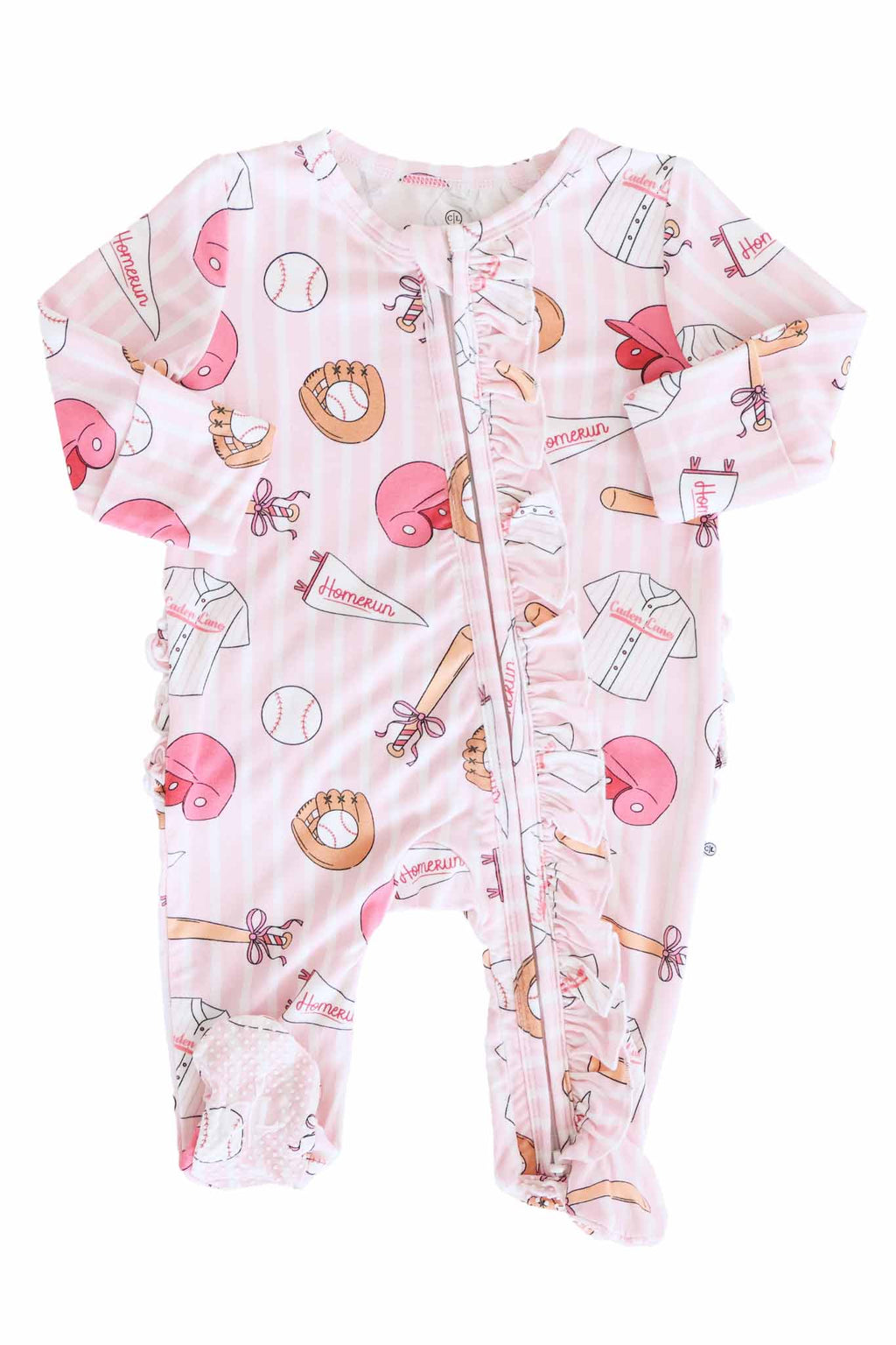 Ballpark Babes Ruffle Zipper Footie