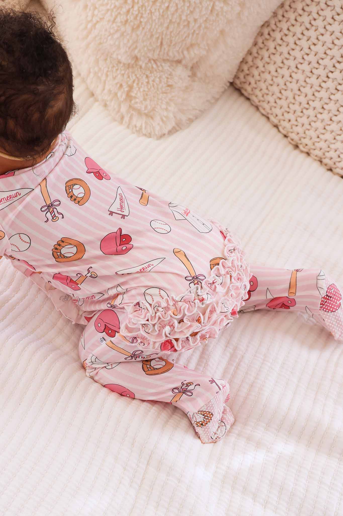 Ballpark Babes Ruffle Zipper Footie