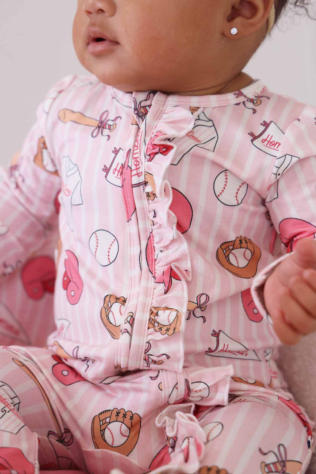 Ballpark Babes Ruffle Zipper Footie