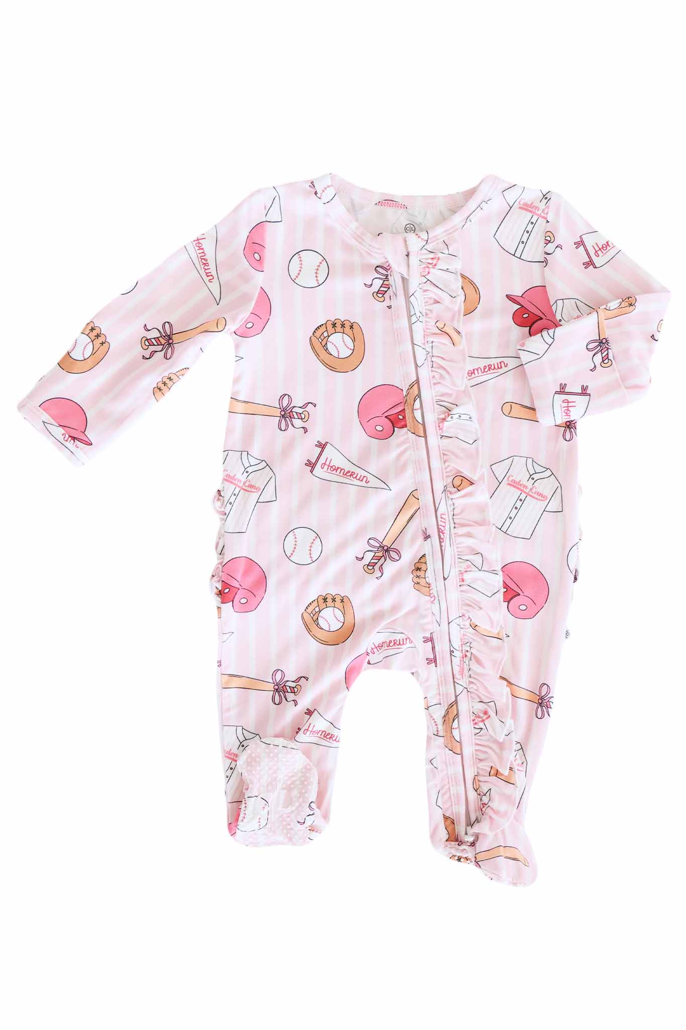 Ballpark Babes Ruffle Zipper Footie