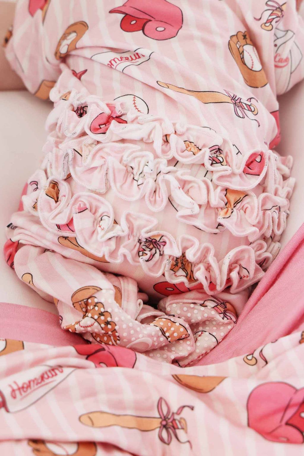 Ballpark Babes Ruffle Zipper Footie