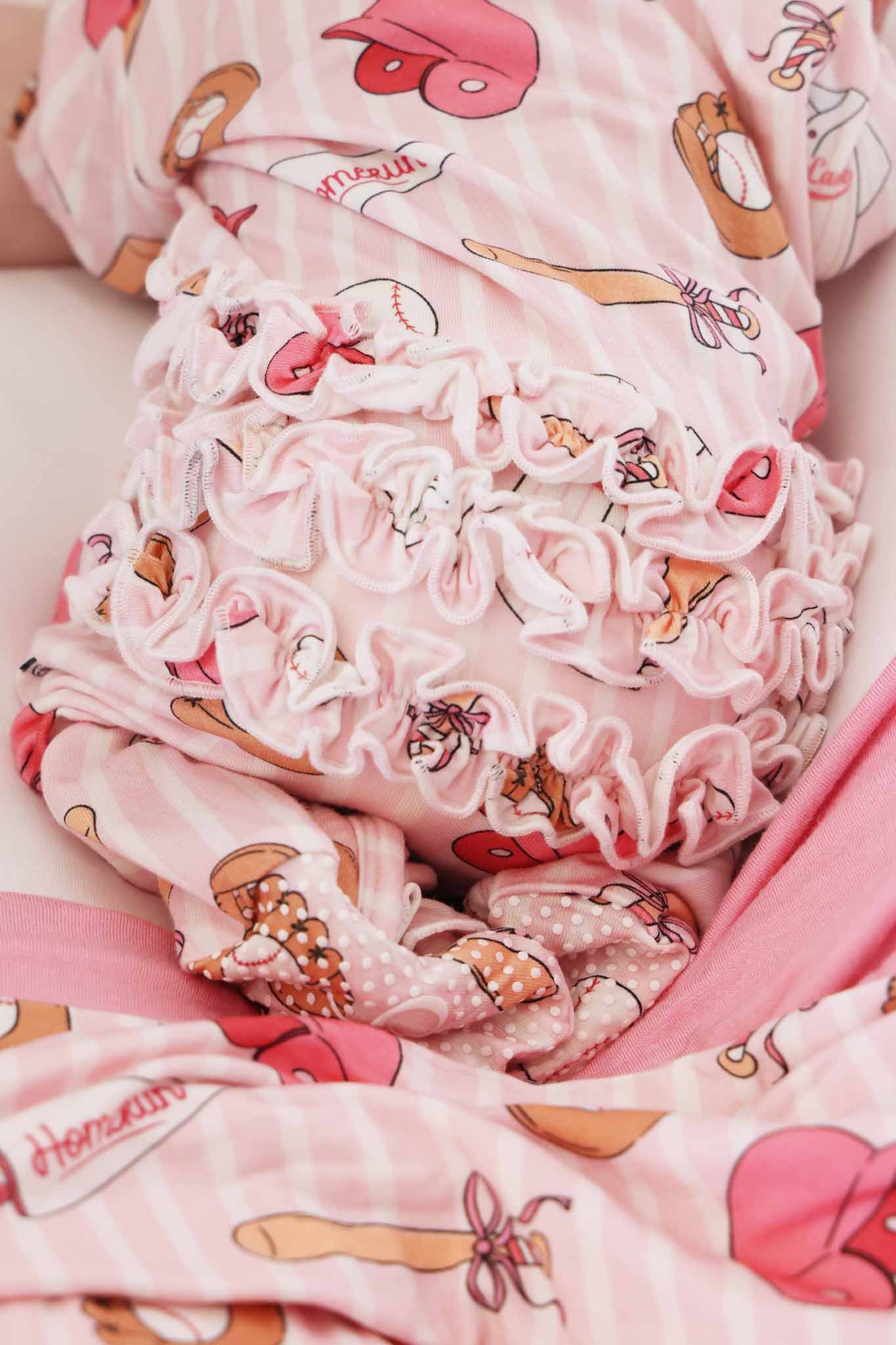 Ballpark Babes Ruffle Zipper Footie