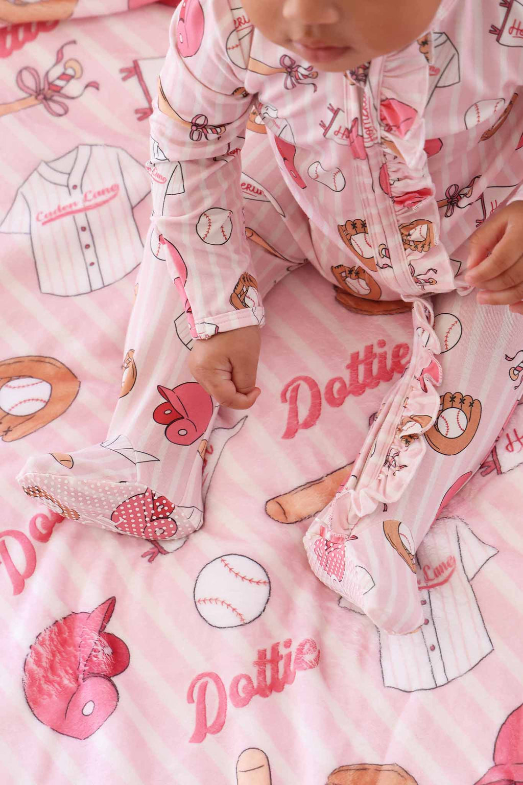 Ballpark Babes Ruffle Zipper Footie