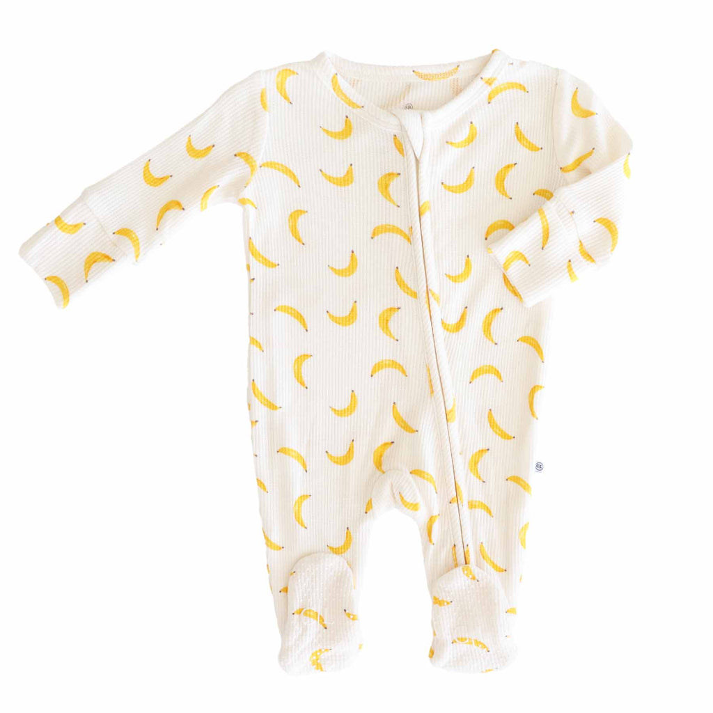 Go Bananas Bamboo Waffle Zipper Footie