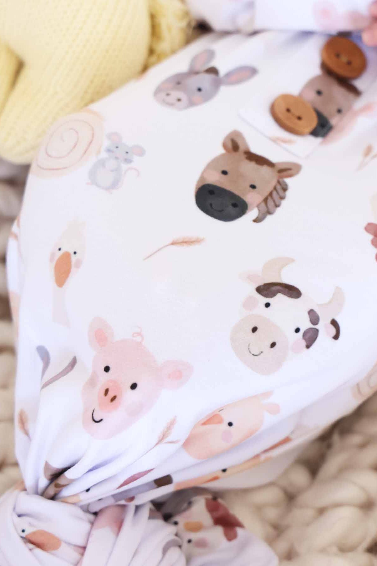 Barnyard Buddies Newborn Baby Knot Gown & Hat Set