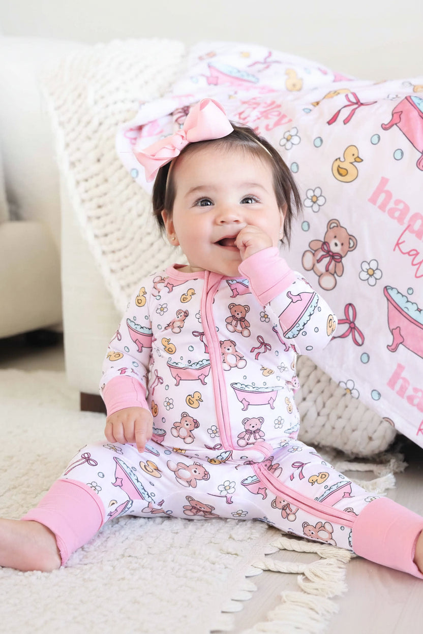 Bathtime Besties Convertible Zip Romper | Pink