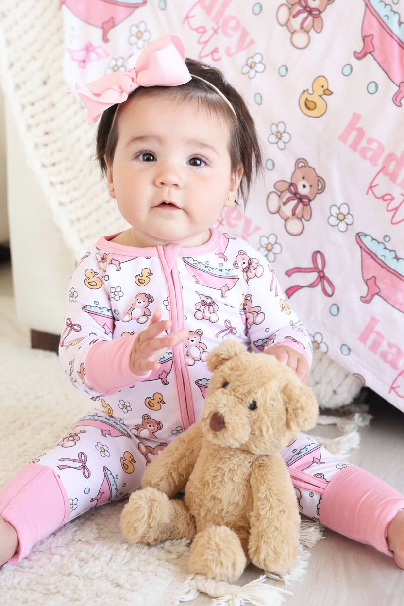 Bathtime Besties Convertible Zip Romper | Pink