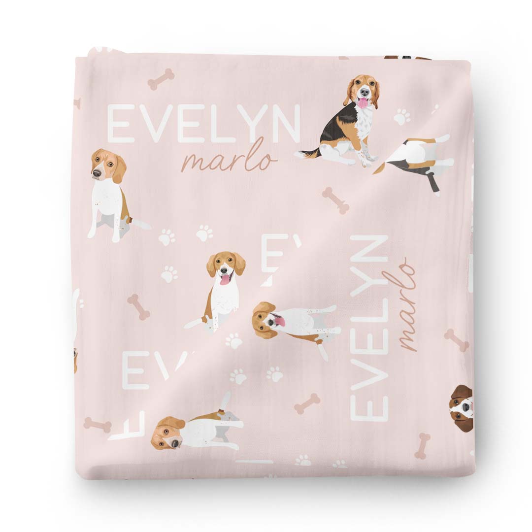 Personalized Baby Name Swaddle Blanket | Dog Breeds