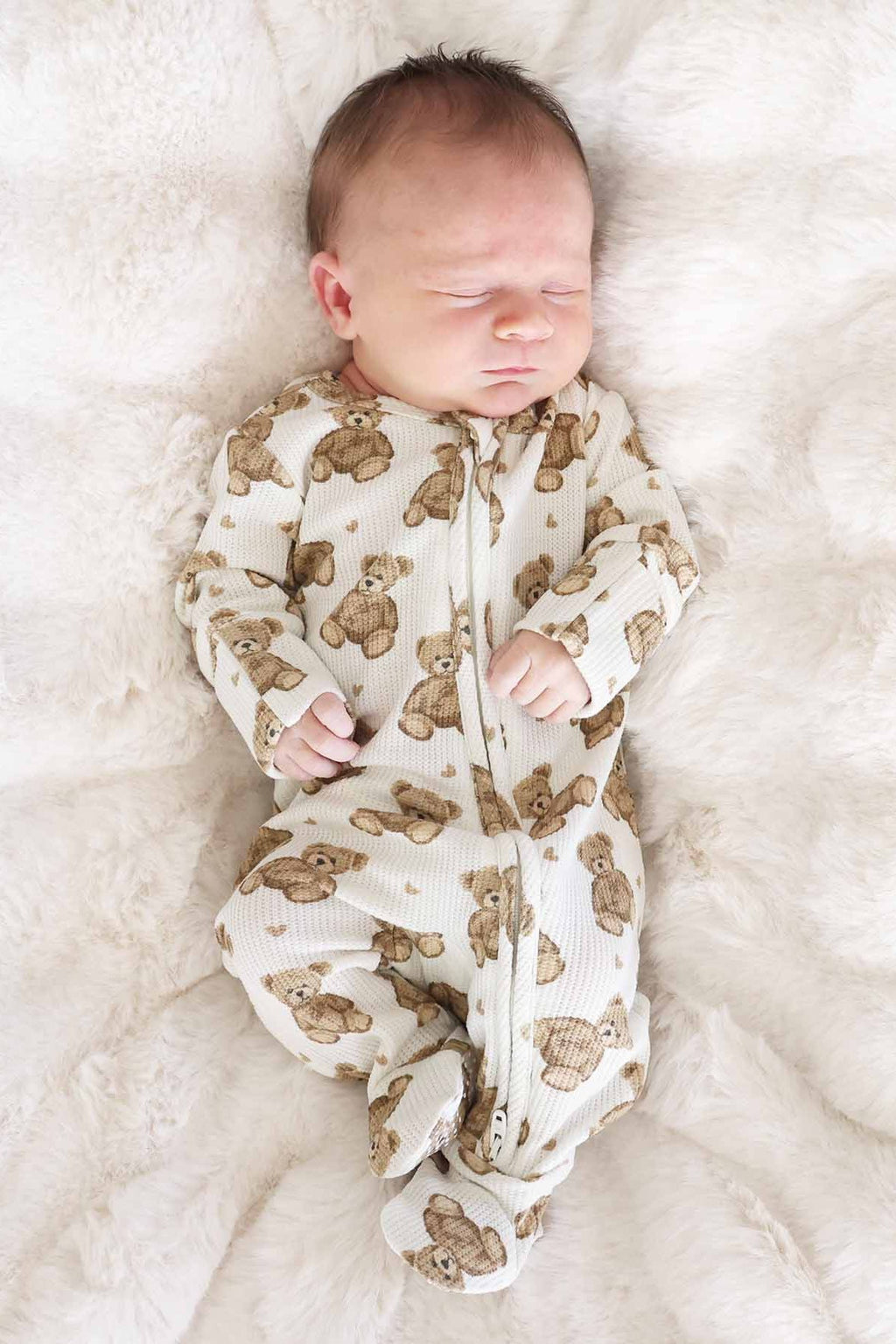 Beary Sweet Bamboo Waffle Zipper Footie