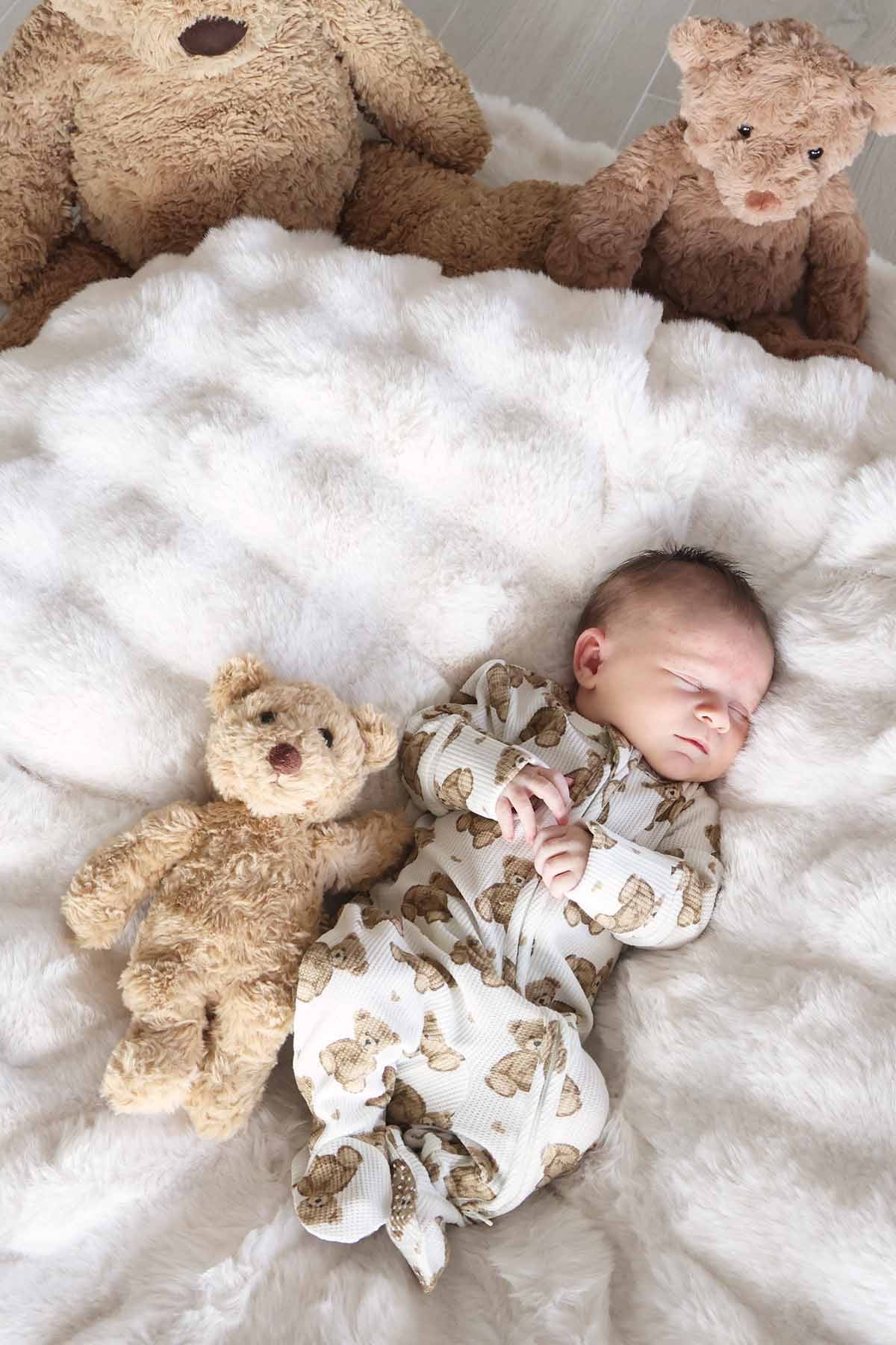 Beary Sweet Bamboo Waffle Zipper Footie