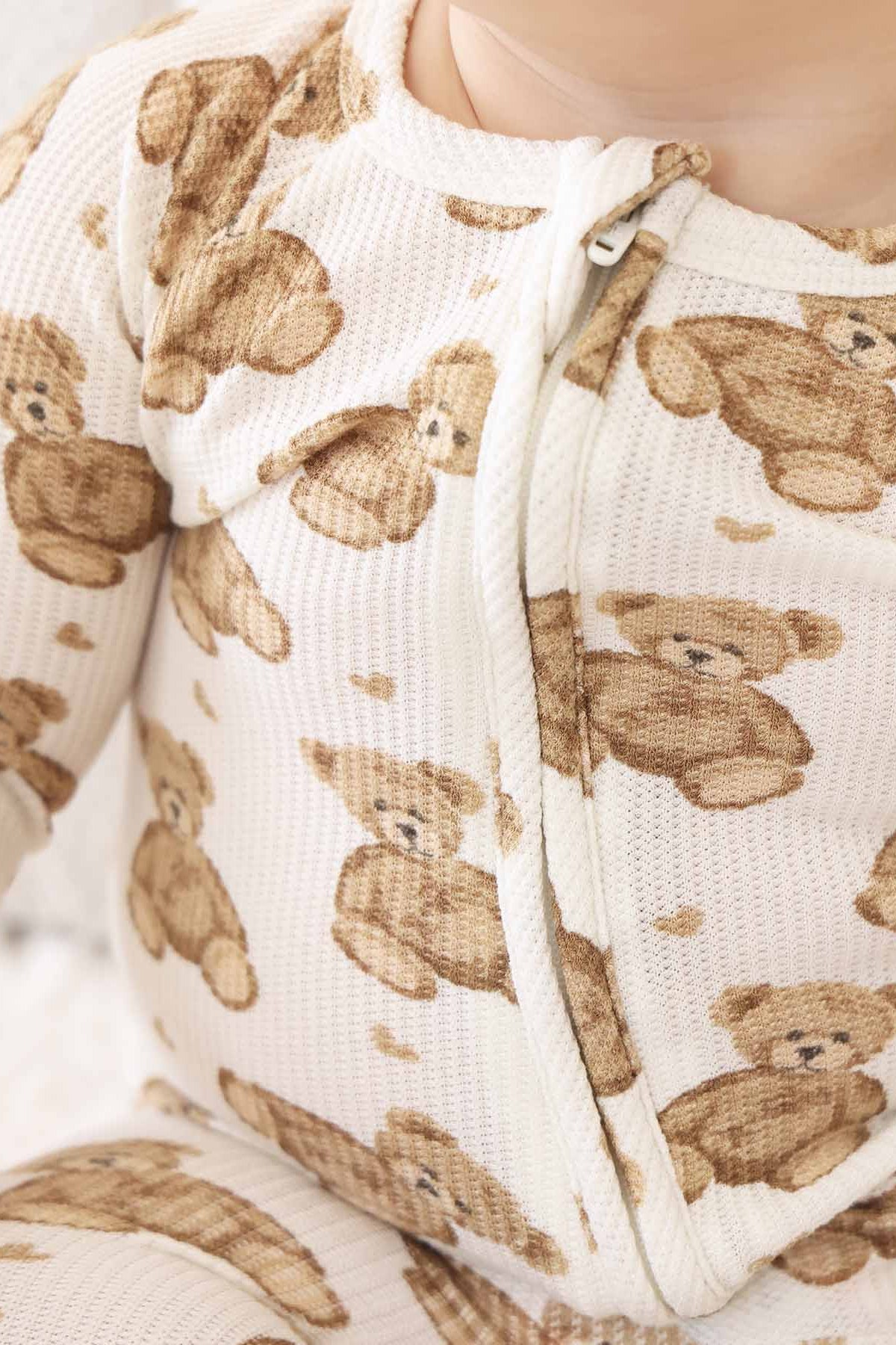 Beary Sweet Bamboo Waffle Convertible Zip Romper