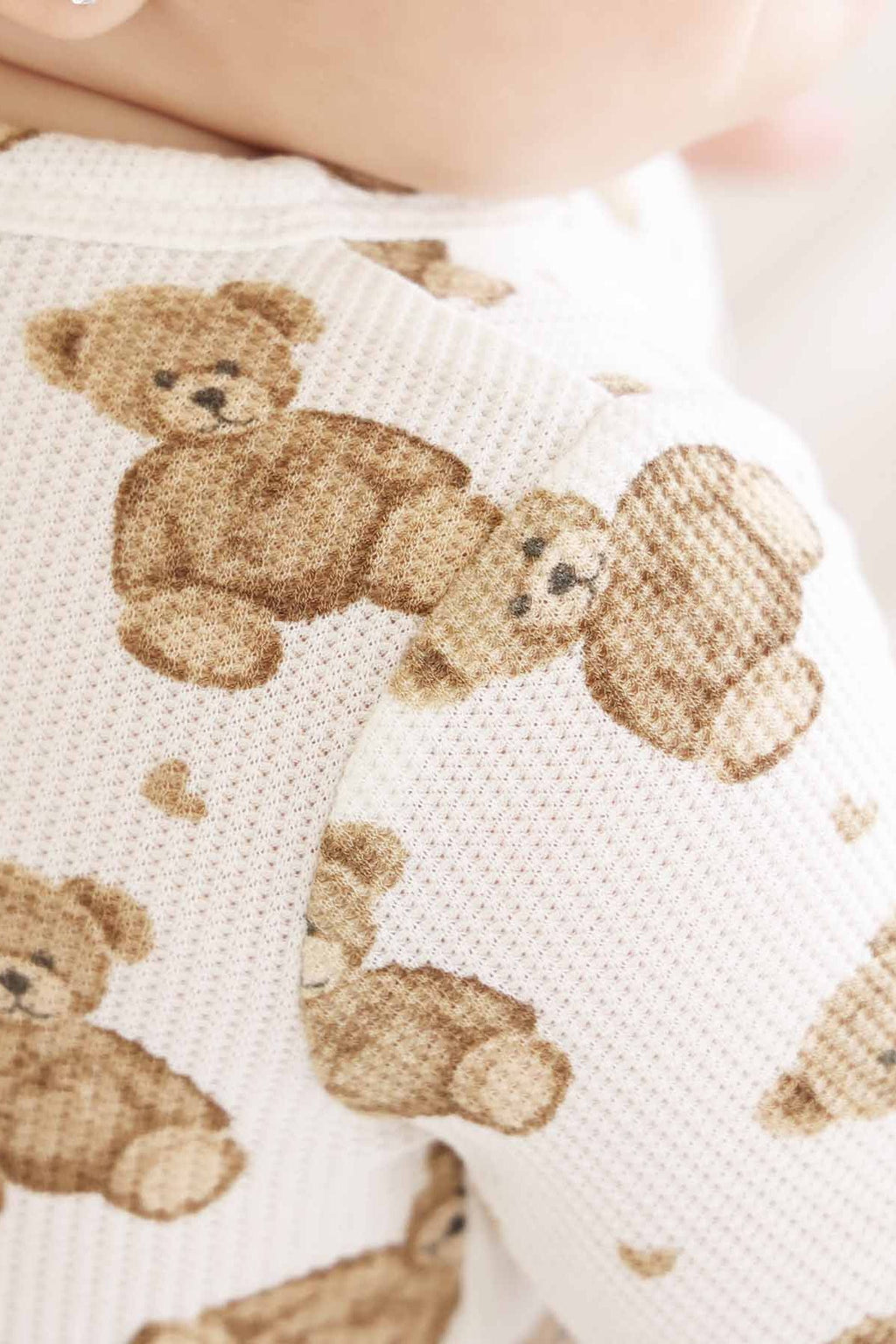 Beary Sweet Bamboo Waffle Zipper Ruffle Footie