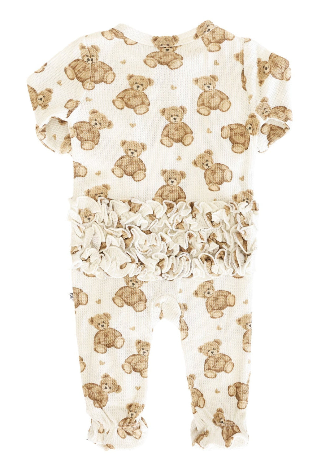 Beary Sweet Bamboo Waffle Zipper Ruffle Footie