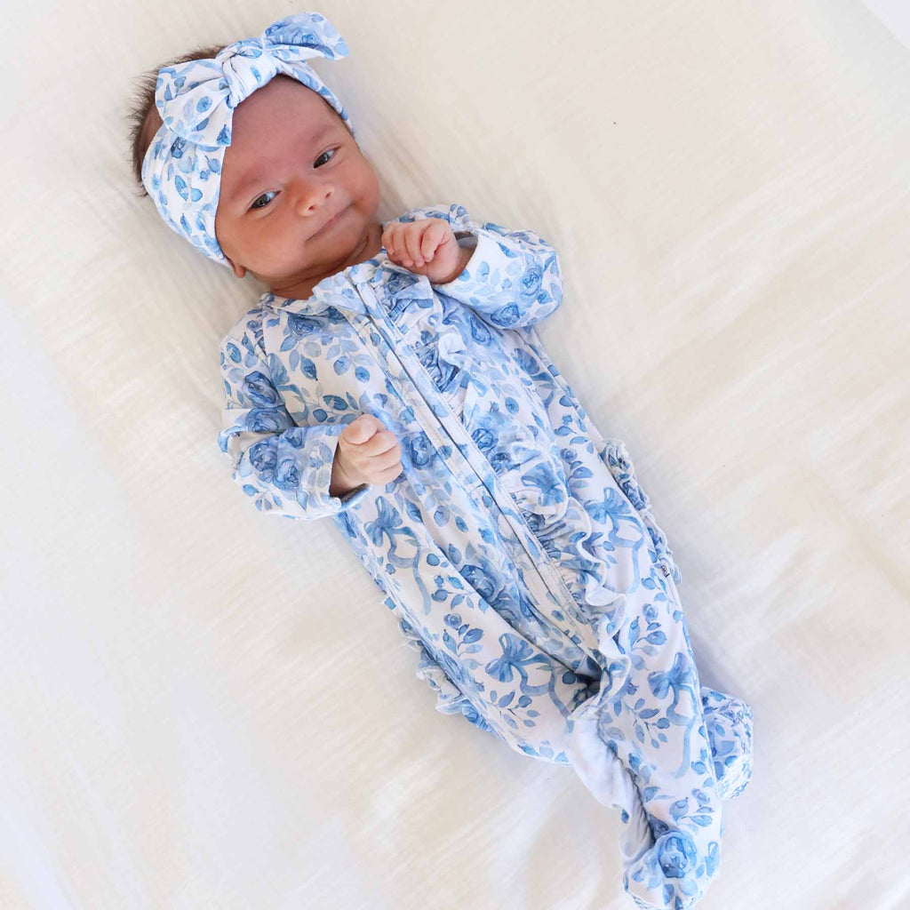 Betsy's Blooms Ruffle Zipper Footie