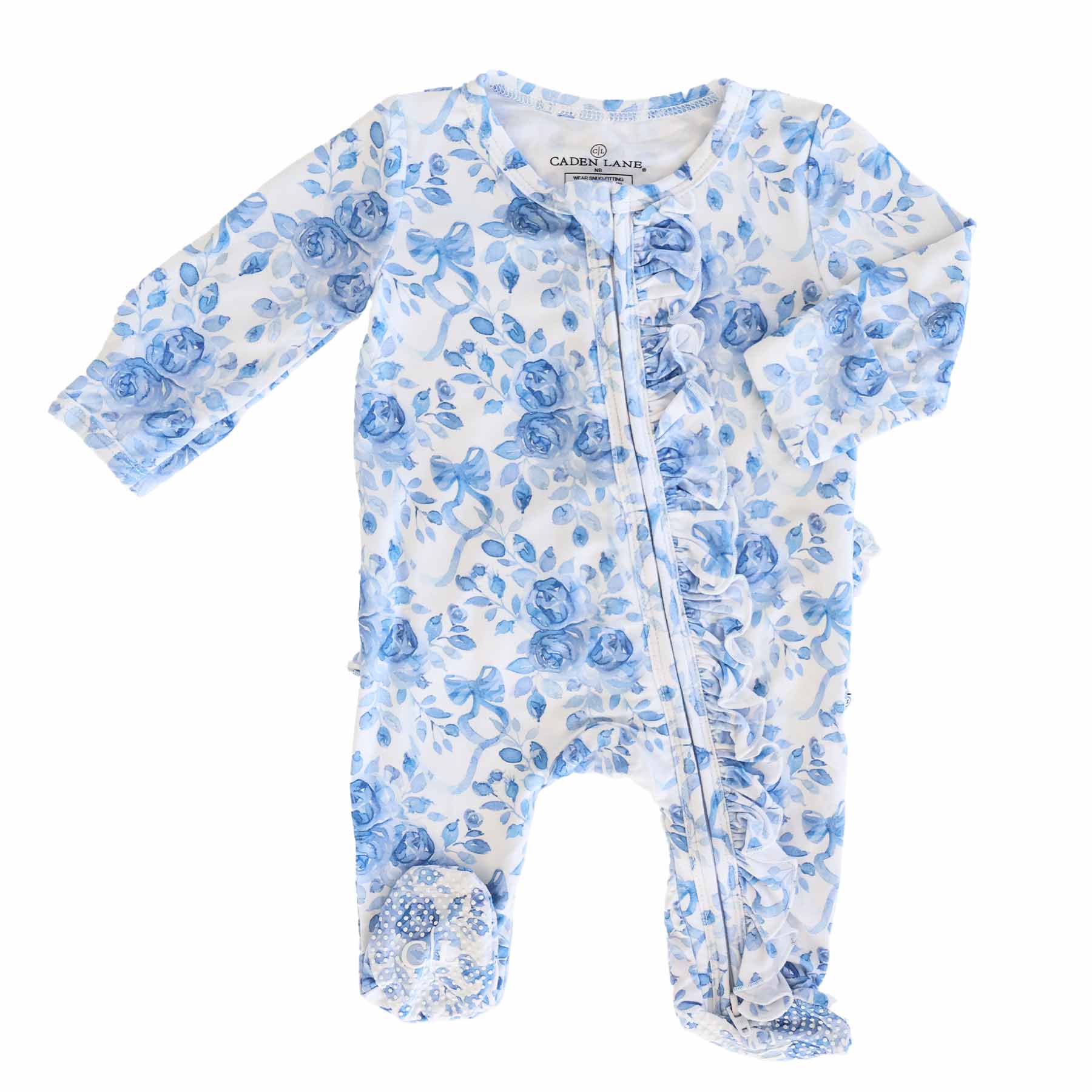 Betsy's Blooms Ruffle Zipper Footie